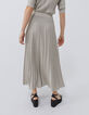 Jupe longue champagne en tricot côtelé lurex Femme-3