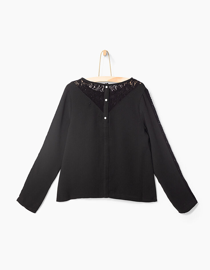 Blouse noire à dentelle, fermeture pressions fille-4