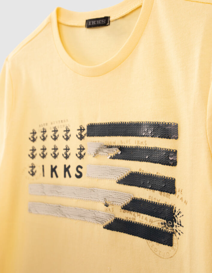 Boys’ yellow reversible sequin organic cotton T-shirt - IKKS