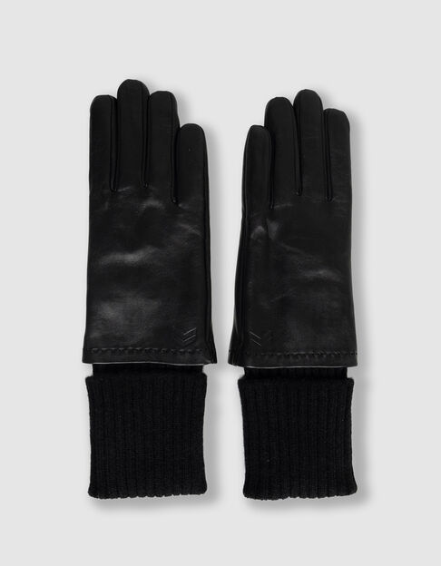 Gants longs noirs revers rayé Femme - IKKS