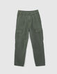 Kaki BATTLE broek elastische taille jongens-1
