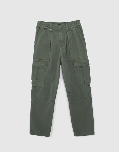 Khaki CARGO-Jungenhose mit Gummizug am Bund - IKKS