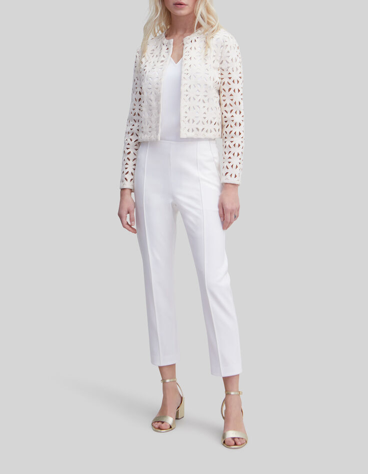 Women's white suit trousers with microbeading-1