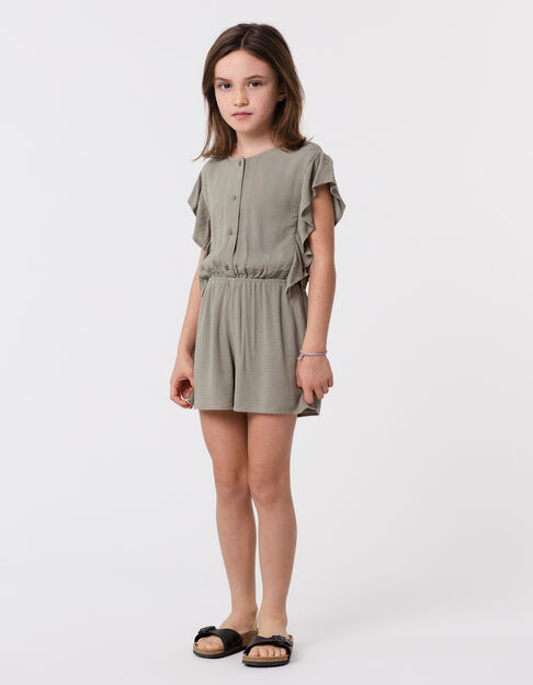 Khaki Mädchen-Jacquard-Jumpsuit - IKKS
