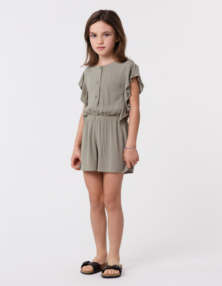 Khaki Mädchen-Jacquard-Jumpsuit-1