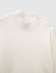 Girls’ white knit sweater with blue stripes-2