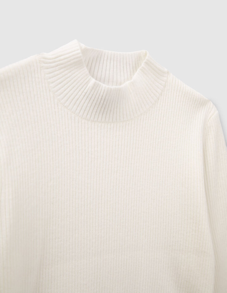 Girls’ white knit sweater with blue stripes-2