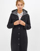 I.Code black Milano knit coat with removable hood-2