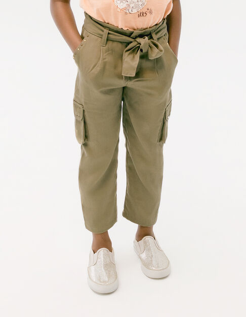 Girls' khaki Lenzing™ Tencel Lyocell™combat trousers