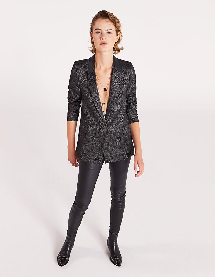 Women’s silver python jacquard suit jacket-6