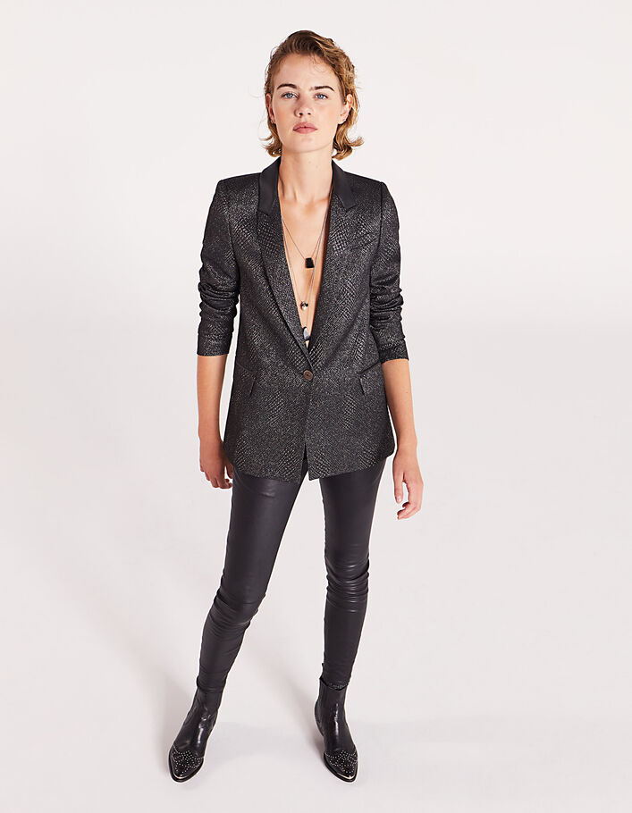 Women’s silver python jacquard suit jacket-6