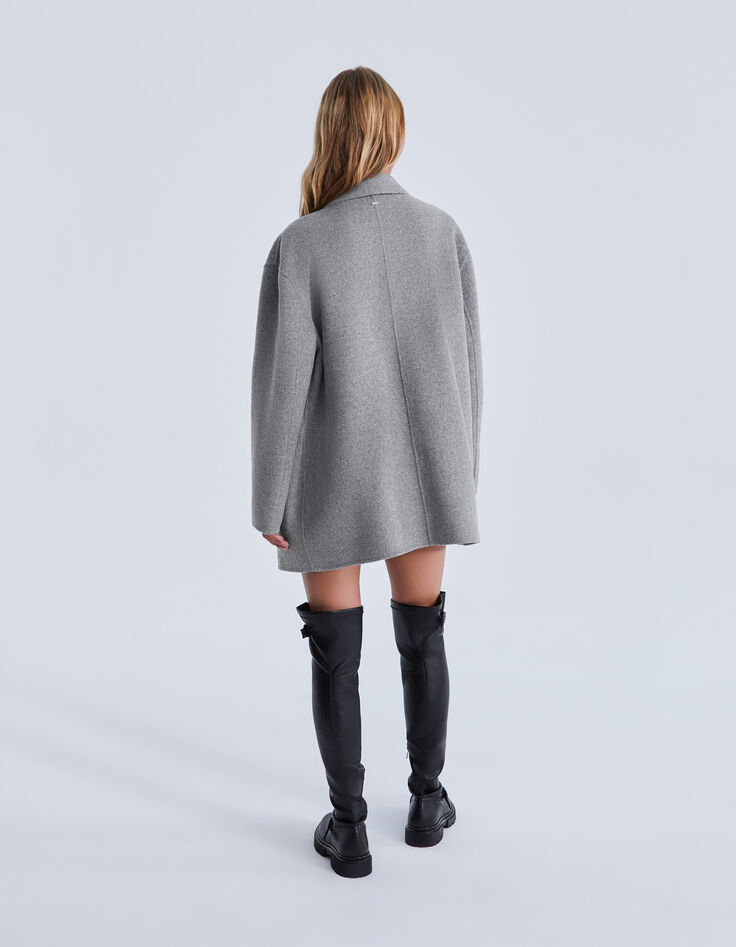 Women’s grey mid-length coat with diamante-4