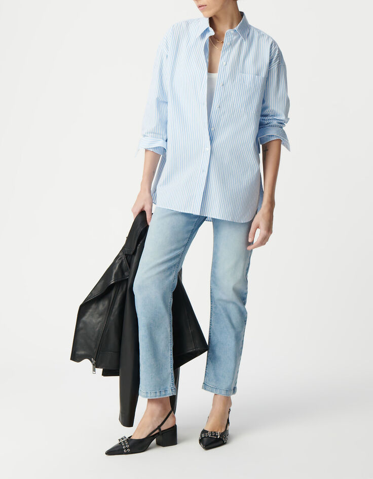 Blau gestreiftes Oversize-Shirt aus Bio-Baumwolle f&uuml;r Damen-2