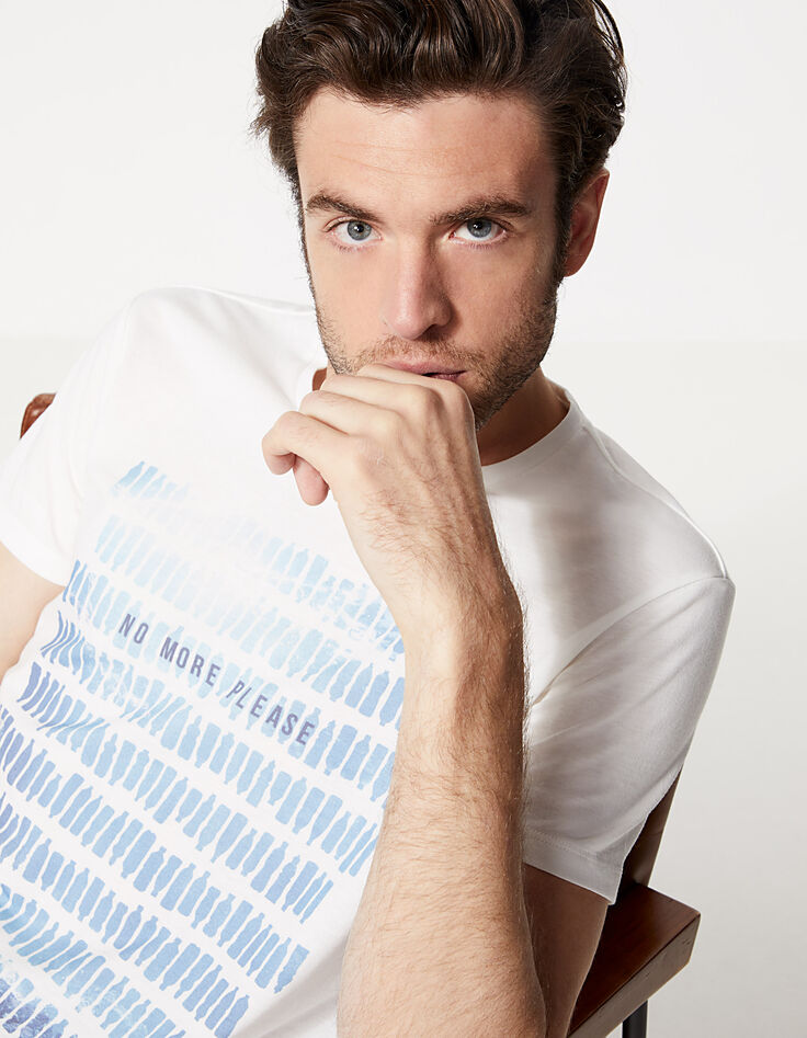 Camiseta blanca IKKS BETTER con botellas Hombre-1