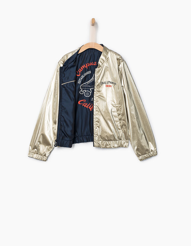 Bomber reversible navy y dorado niña-2