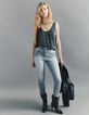 Women’s metallic black vest top with striped straps-5