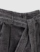 Grijze bootcut jeans hoge taille met riem Dames-5