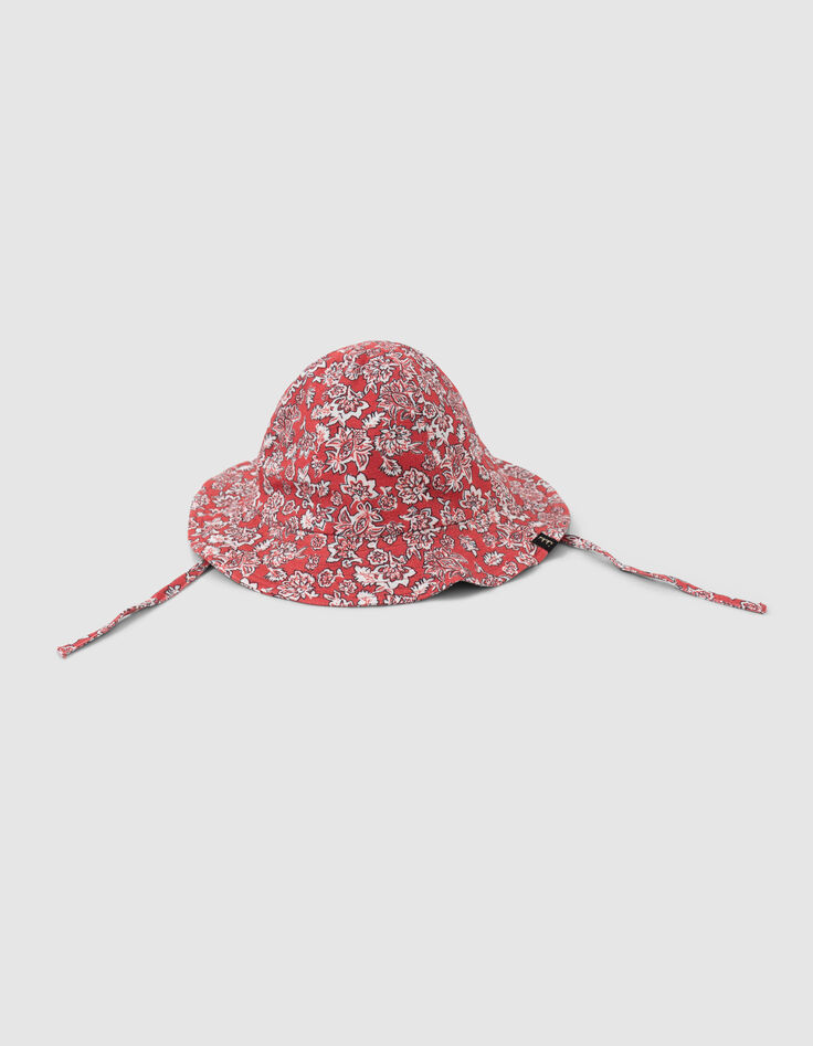 Sombrero rojo estampado floral bebé niña-2