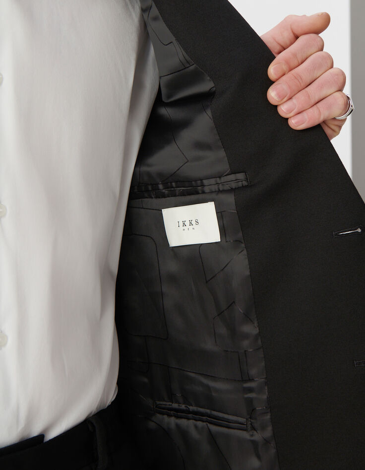 Schwarze UNTAILLIERTE Herrenanzugjacke Milano-Strick-5