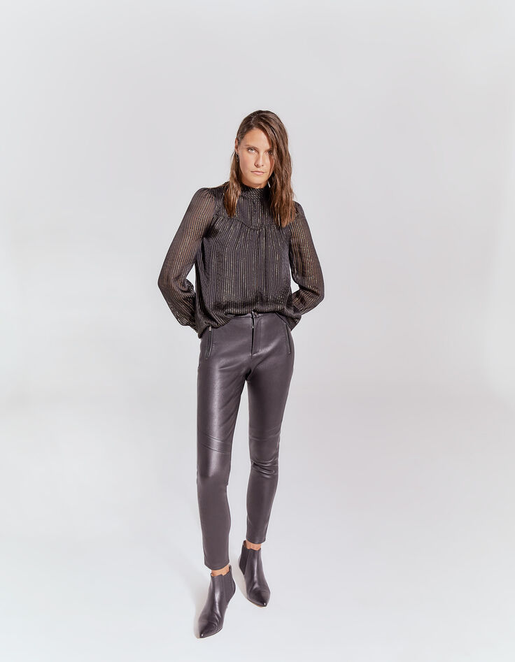 Pure Edition damesblouse opstaande zijden kraag gouddraad-7