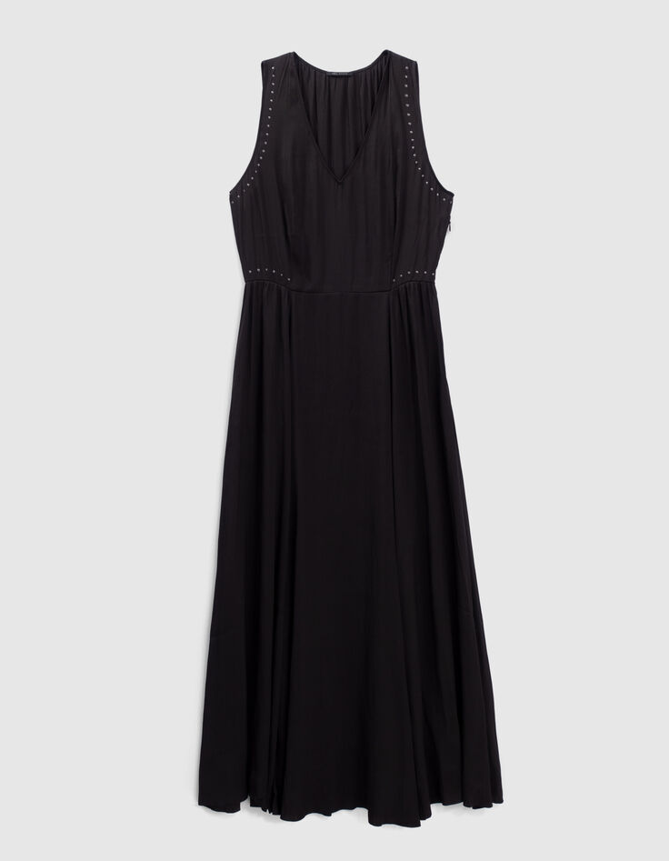 Women’s black long flowing dress with split-6