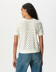 Ecru fine knit back/front reversible cardigan-3