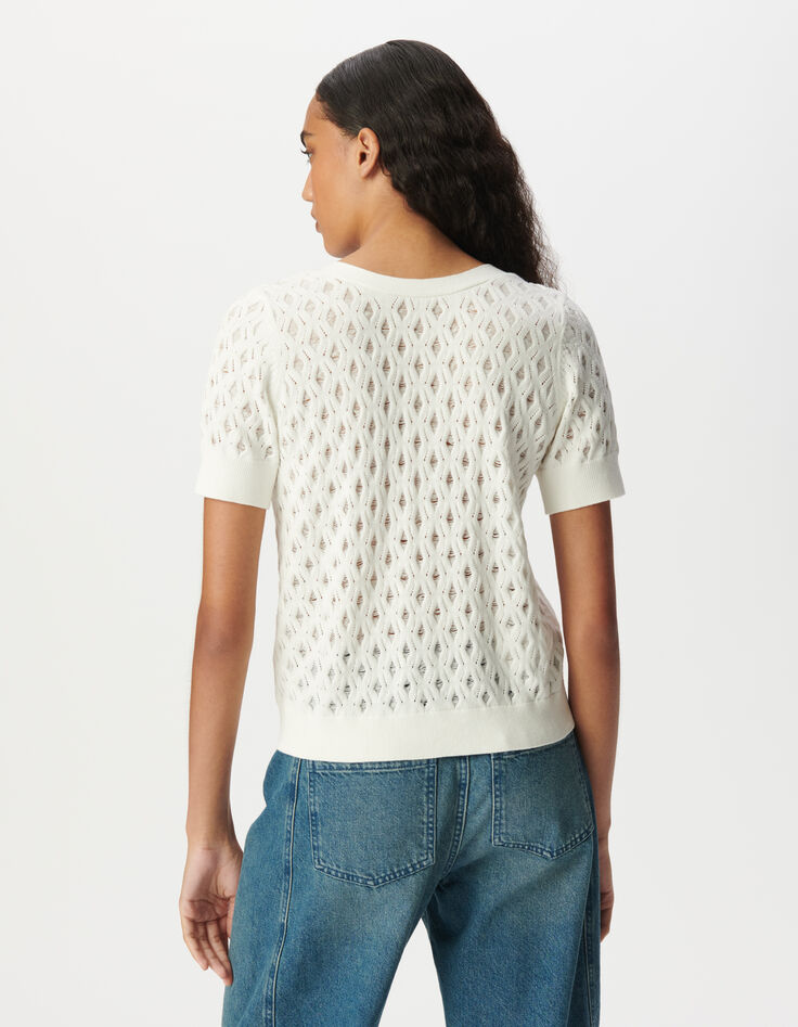 Ecru fine knit back/front reversible cardigan-3