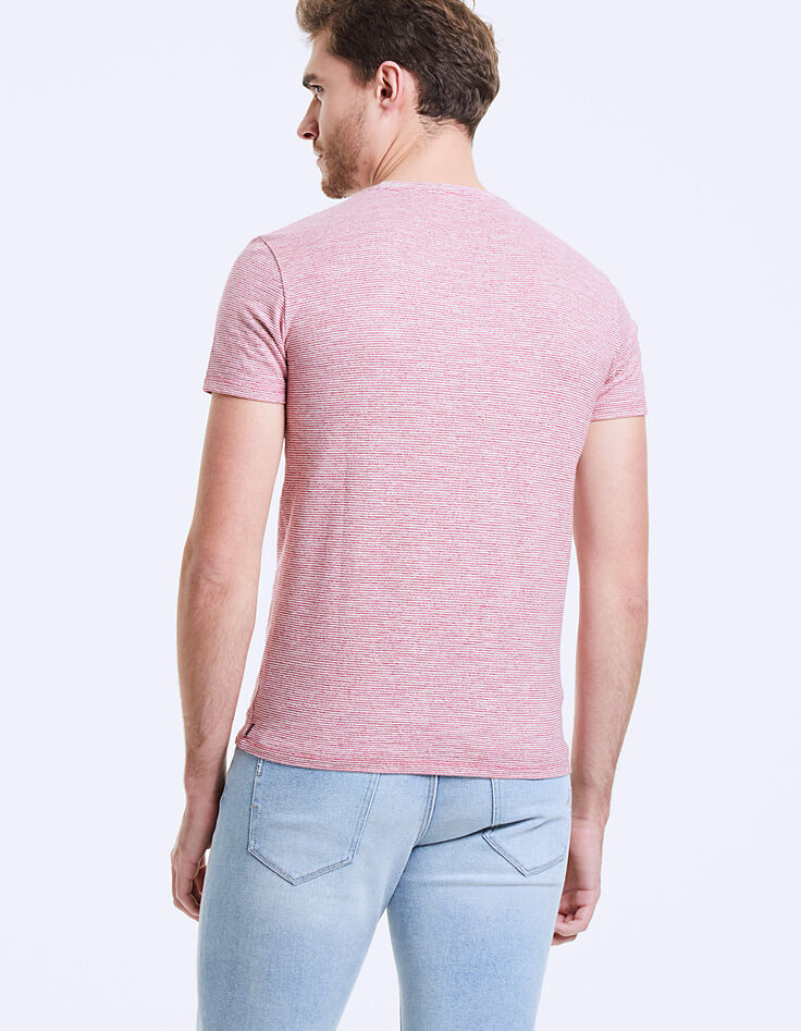 Tee-shirt framboise à fines rayures Homme-4 Tee-shirt framboise à fines rayures Homme-4