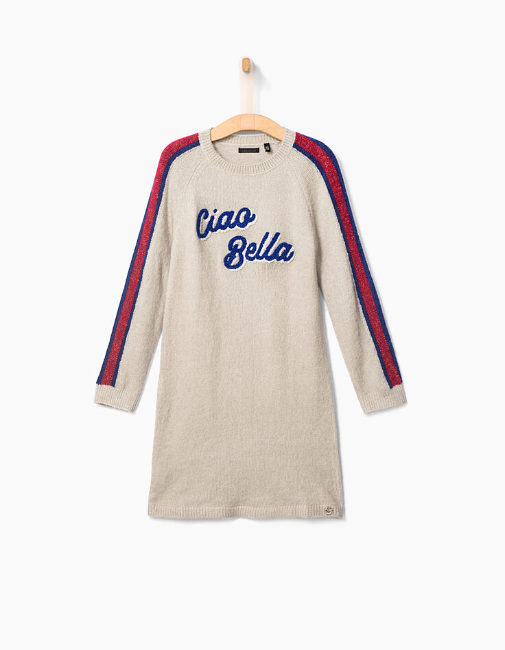 Robe-pull grise à patch bouclette Ciao Bella fille-1