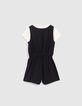 Combi courte 2 en 1 noire avec T-shirt fille-3