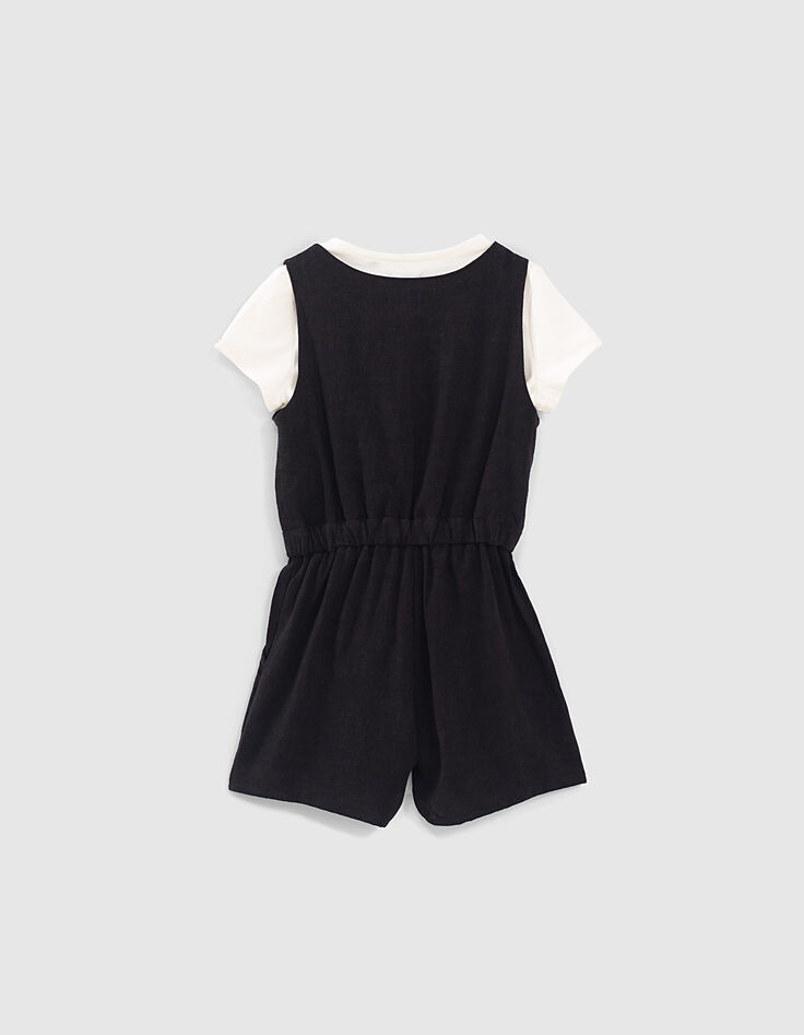 Combi courte 2 en 1 noire avec T-shirt fille-3