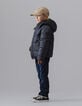 Boys’ navy padded jacket with graphic fur-lined hood-4