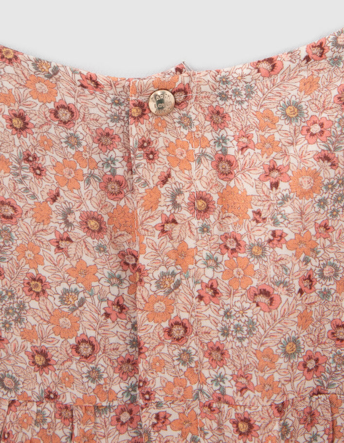 Pfirsichrotes Kleid mit Blumenprint für Babymädchen - IKKS