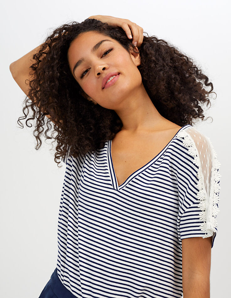 Tee shirt marinière à dentelle I.Code-5