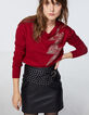 Pull rouge coton cachemire éclair decolleté dos femme-2