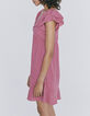 Women’s pink linen empire-waist short dress-6