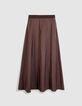 Jupe longue marron en taffetas pour femme-8