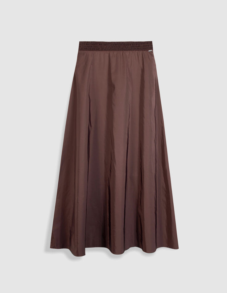 Jupe longue marron en taffetas pour femme-8