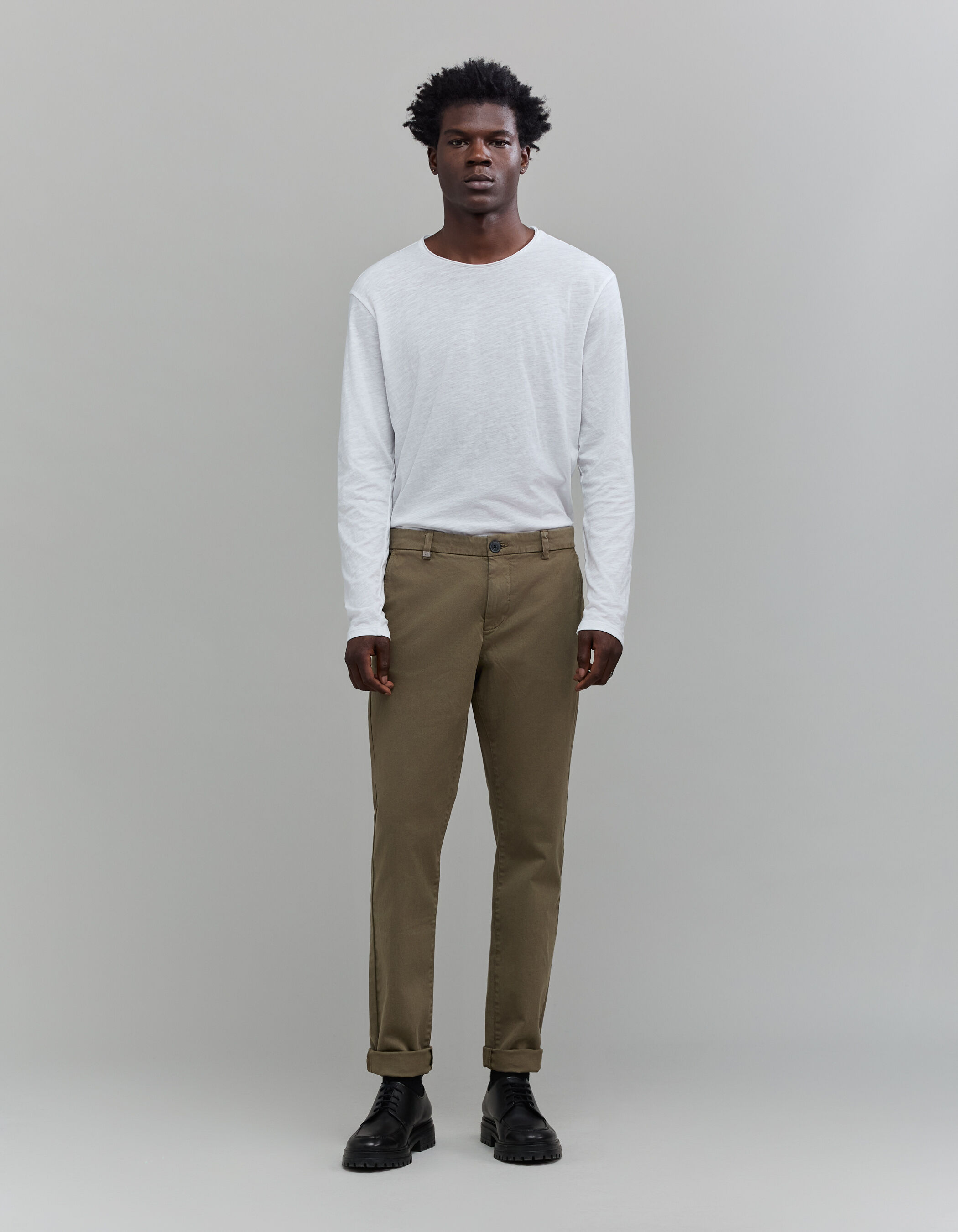 Pantalon chino SLIM kaki Homme IKKS