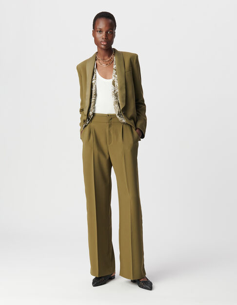 Pantalon de tailleur large kaki polyester recyclé Femme - IKKS