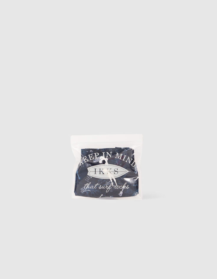 Marineblaue Jungenbadeshorts mit Surf-Rock-Print-7