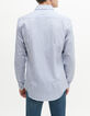 Marineblaues SLIM-Herrenhemd mit Streifen-3