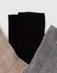 Chaussettes noir, beige, gris tricot fantaisie Femme-3