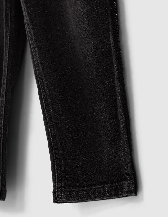Jean paper-bag black used avec bandes latérales fille   - IKKS