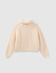 Pull camionneur vanille tricot c&ocirc;tel&eacute; fille -4