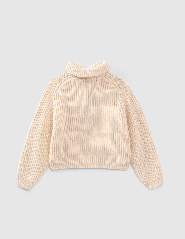 Pull camionneur vanille tricot c&ocirc;tel&eacute; fille -4