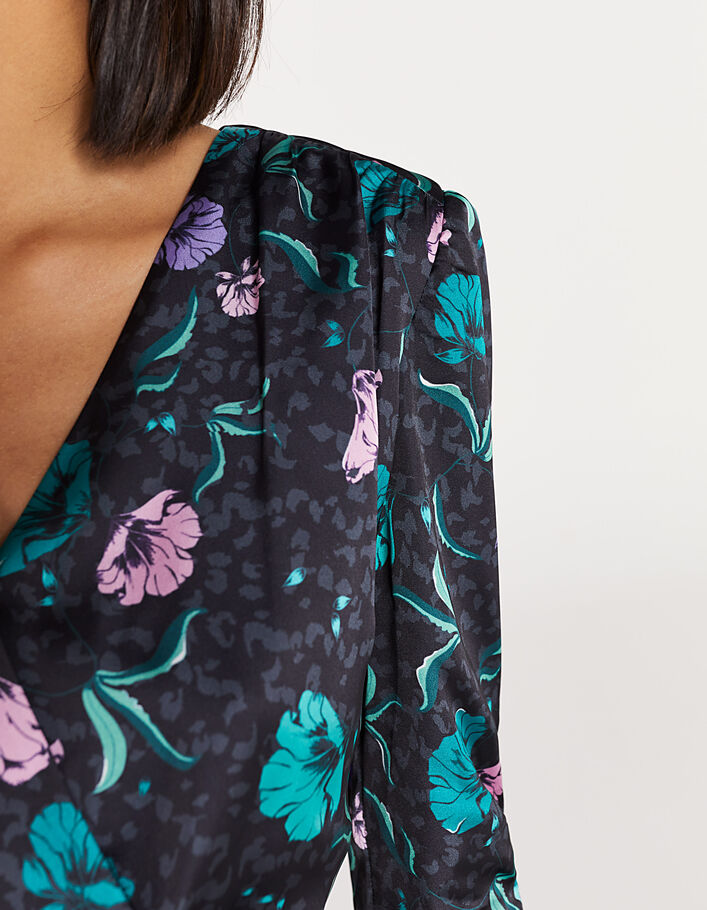 Robe cintrée froncée imprimé floral femme-2