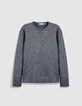 Pull manches longues marine tricot moulin&eacute; Homme-5