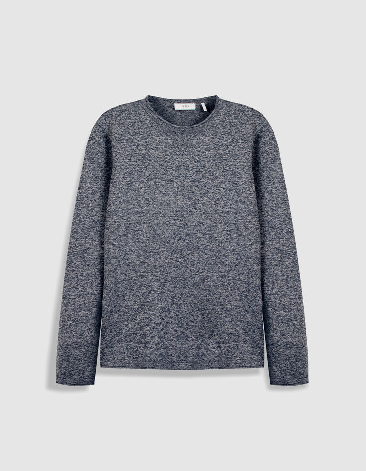 Pull manches longues marine tricot moulin&eacute; Homme-5