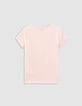 Roze T-shirt honingraattricot meisjes-5